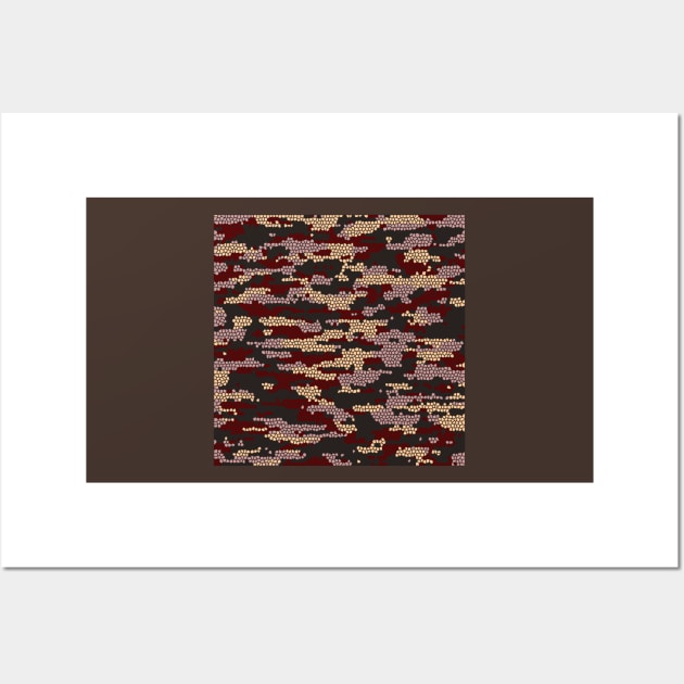 Camo Pattern - Maroon Grey wheat Wall Art by Tshirtstory